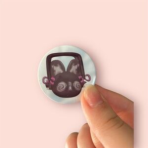 Cute Black Bunny Illustration Button